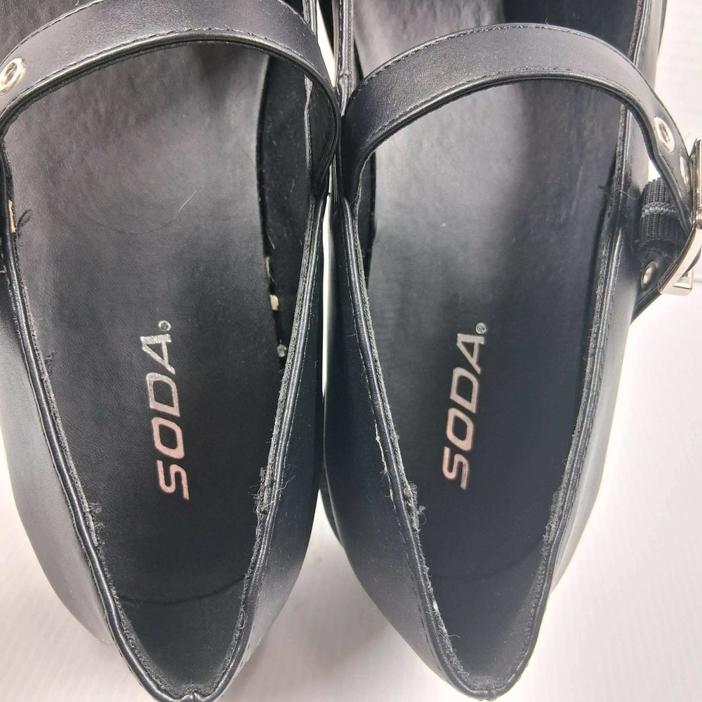 Soda Bonito-S Black Mary Jane Chunky Platform Block Heel Buckle Y2K Womens 10 - Picture 5 of 7